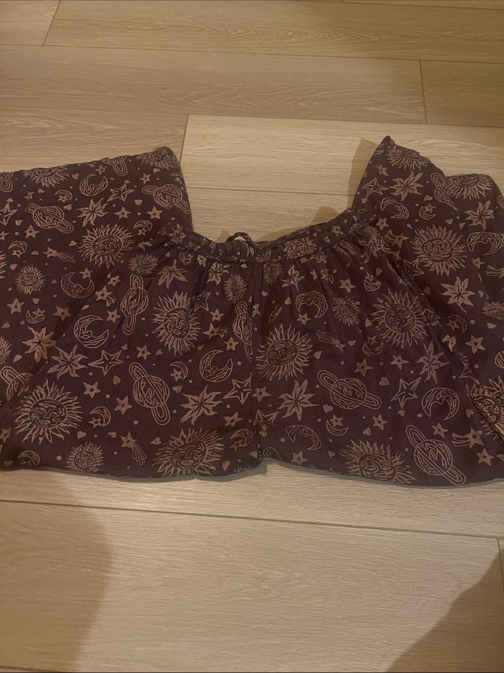 Celestial Print Boho Pants - Brown and Tan
